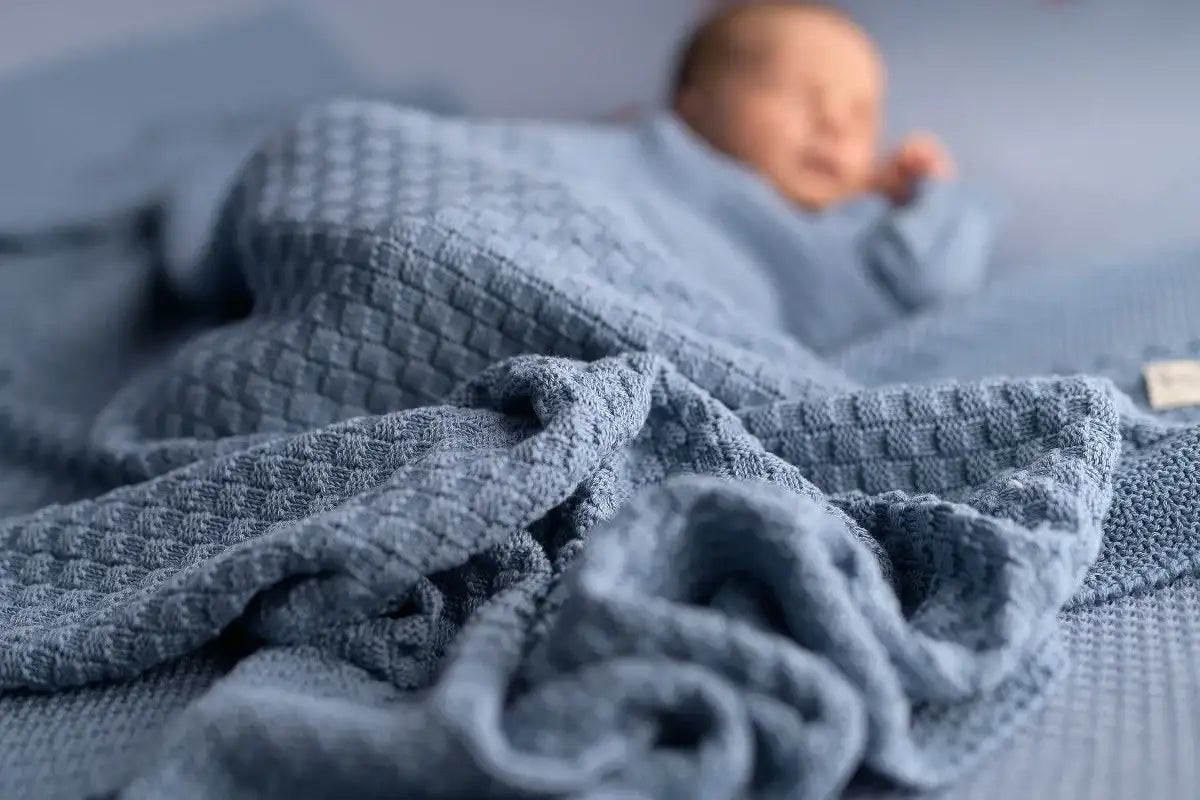 Couverture Bébé en Coton Bio - Motif Jeans Carrés 80x100cm