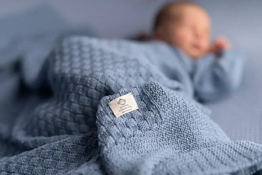 Couverture Bébé en Coton Bio - Motif Jeans Carrés 80x100cm